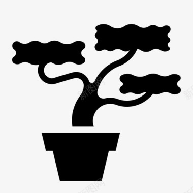 盆景树植物盆栽图标图标
