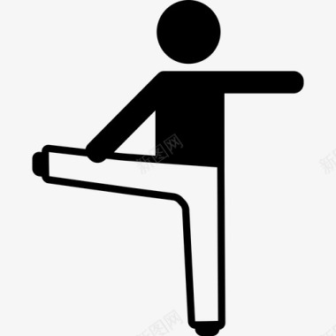 男孩伸展右腿和左臂运动瑜伽图标图标