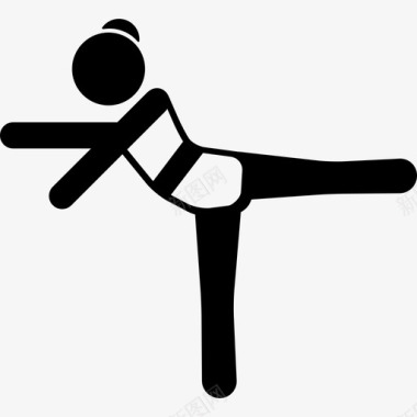 女孩伸展左腿和左臂运动瑜伽图标图标