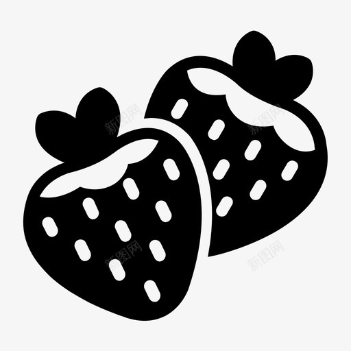 草莓两个水果图标svg_新图网 https://ixintu.com 一对 两个 水果 甜的 草莓
