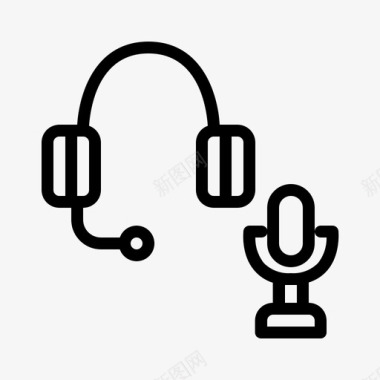 耳机和麦克风音乐录音机图标图标