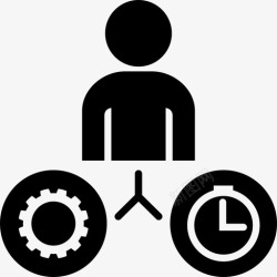 人与人之间工作与时间时钟装备图标高清图片