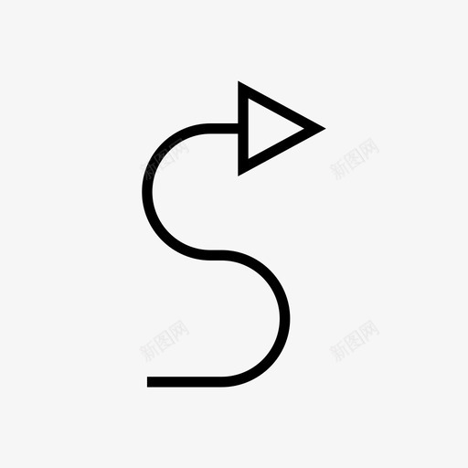 箭头折弯曲线图标svg_新图网 https://ixintu.com 导航 折弯 方向 曲线 箭头 箭头细线