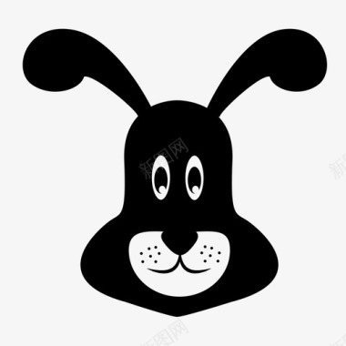 兔子动物单色动物脸图标图标