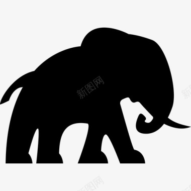 大象面朝右动物动物的轮廓图标图标