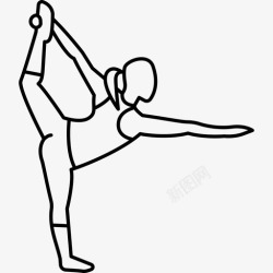 抬高女子单腿站立抬高左腿运动瑜伽和普拉提图标高清图片