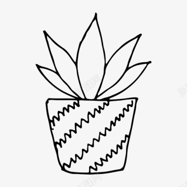 植物盆栽涂鸦室内植物图标图标