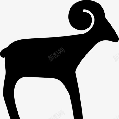 公羊面朝右动物动物的轮廓图标图标