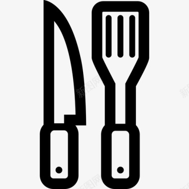 刀和抹刀烹饪厨房图标图标