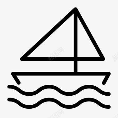 帆船海滩大海图标图标