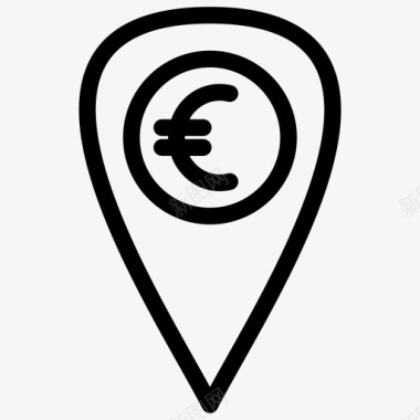 欧元区地图针货币图标图标