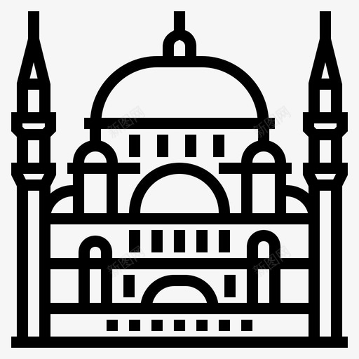 土耳其亚洲伊斯坦布尔图标svg_新图网 https://ixintu.com 亚洲 亚洲国家地标 伊斯坦布尔 土耳其 地标 苏丹艾哈迈德清真寺