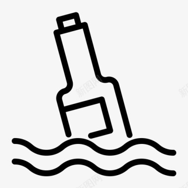 瓶子海滩信息图标图标