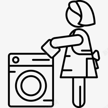 女人和洗衣店女人超薄图标图标