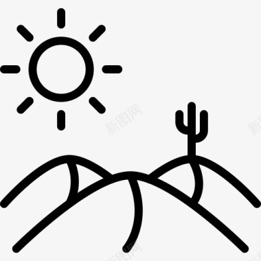 沙漠仙人掌太阳图标图标