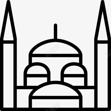 清真寺建筑蓝色图标图标