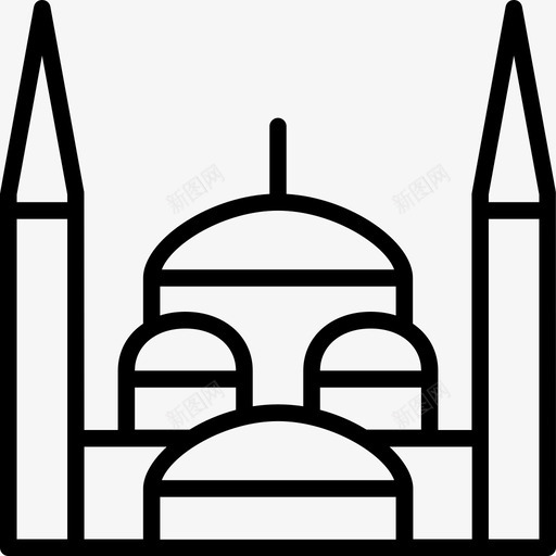 清真寺建筑蓝色图标svg_新图网 https://ixintu.com 世界地标 伊斯坦布尔 土耳其 建筑 清真寺 穆斯林 蓝色