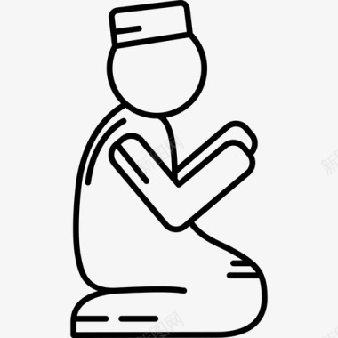 穆斯林男子祈祷拉马丹穆巴拉克超薄图标图标