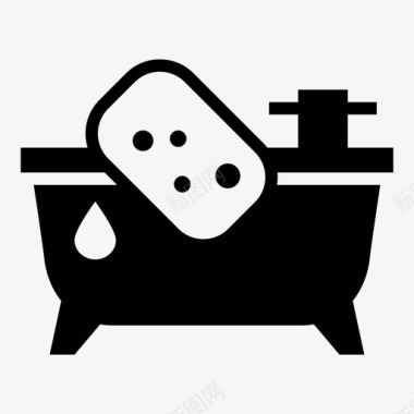 浴缸清洁滴水海绵图标图标