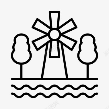 风车农业乡村图标图标