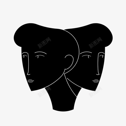 双子座抽象脸图标svg_新图网 https://ixintu.com 双子座 双胞胎 女人 抽象 星座 脸 黄道十二宫