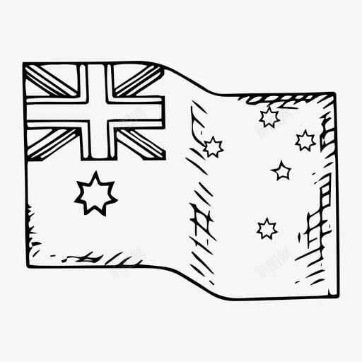 澳大利亚国旗国家素描图标svg_新图网 https://ixintu.com 国家 澳大利亚国旗 素描