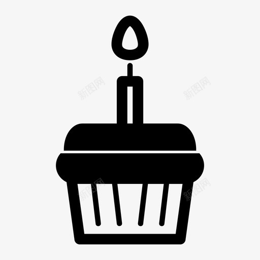 纸杯蛋糕生日蛋糕蜡烛图标svg_新图网 https://ixintu.com 生日蛋糕 纸杯蛋糕 蜡烛