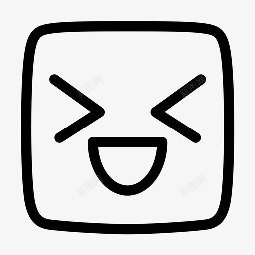 欢乐表情方形图标svg_新图网 https://ixintu.com 方形 方形线条表情 欢乐 表情