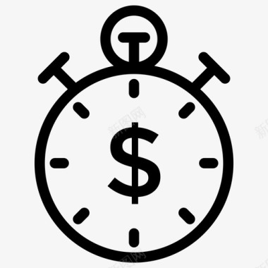 时间就是金钱时间的重要性创业和新的业务线图标图标