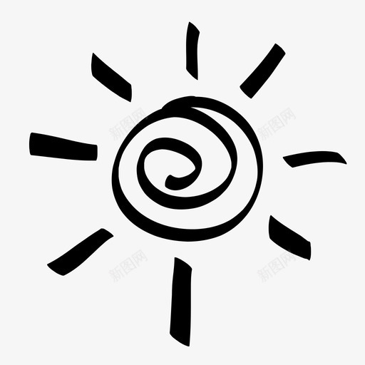 太阳素描阳光天气图标svg_新图网 https://ixintu.com 天气 太阳素描 手绘太阳 阳光 黑太阳