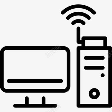 计算机设备通信和媒体线性图标图标