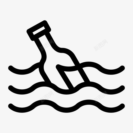 瓶子里的信息便条大海图标svg_新图网 https://ixintu.com 便条 大海 水 瓶子里的信息