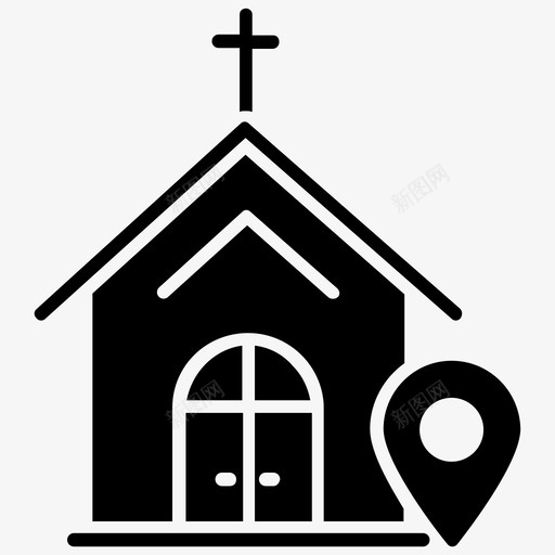 教堂位置gps导航位置标记图标svg_新图网 https://ixintu.com gps导航 位置标记 地图和导航符号图标 地图指针 教堂位置