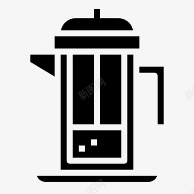 法式印刷机咖啡机柱塞式图标图标