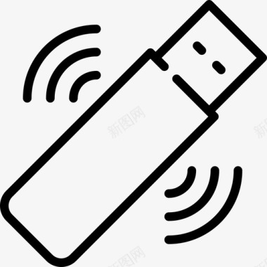 USB调制解调器通信和媒体线性图标图标