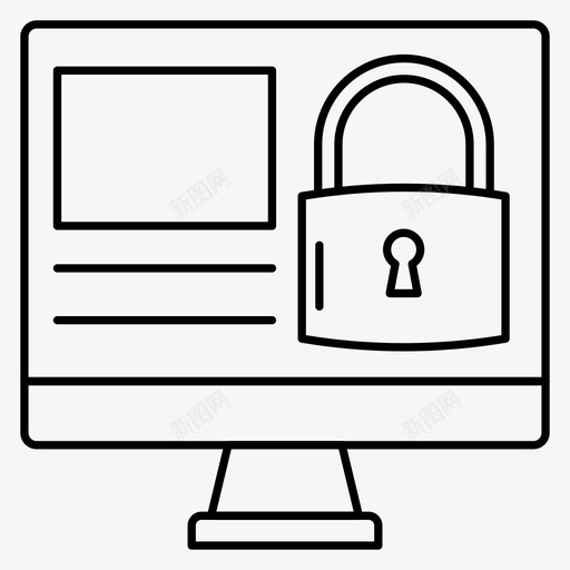 锁lcd监视器图标svg_新图网 https://ixintu.com lcd 保护 安全 监视器 锁