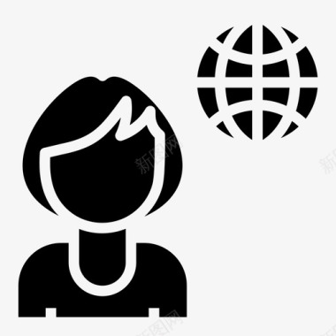 全球业务女性全球图标图标