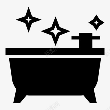浴缸清洁浴室抛光图标图标