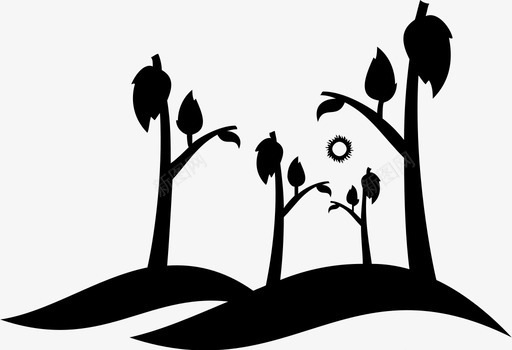 风景小山树叶图标svg_新图网 https://ixintu.com 小山 树叶 树木 自然 风景