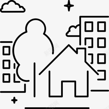 公用事业城市家庭图标图标