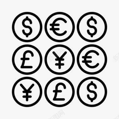 硬币外币货币图标图标