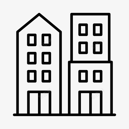 城镇公寓建筑图标svg_新图网 https://ixintu.com 公寓 城市 城镇 建筑