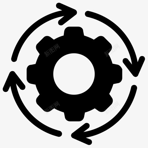 开发营销齿轮过程计划过程图标svg_新图网 https://ixintu.com 开发 技术 数据管理字形图标 旋转箭头与齿轮 营销齿轮过程 计划过程