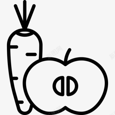 胡萝卜和苹果健康的生活方式直系图标图标