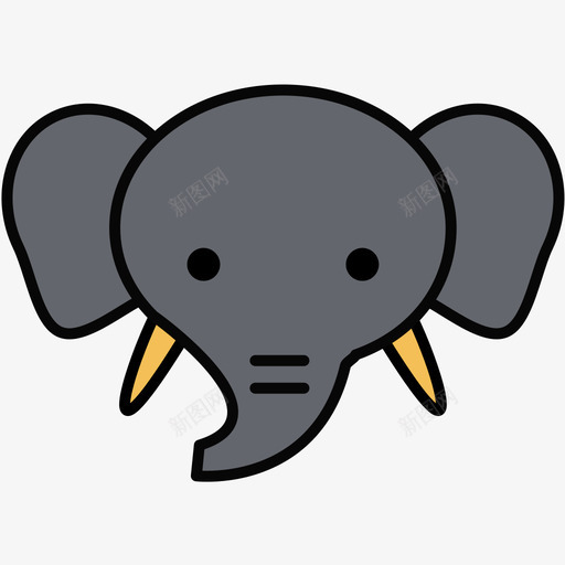 elephantsvg_新图网 https://ixintu.com elephant 填充 多色 可爱 圆润