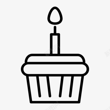 纸杯蛋糕生日蜡烛甜点图标图标