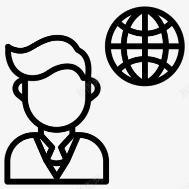 全球业务全球男性图标图标
