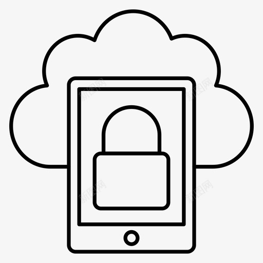 移动锁云电话图标svg_新图网 https://ixintu.com 云 存储 电话 私人 移动锁