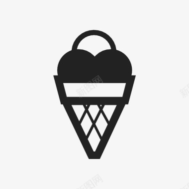 冰淇淋筒冷的圆形图标图标