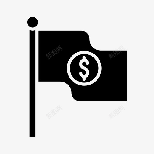 商业旗帜美元办公室图标svg_新图网 https://ixintu.com 办公室 商业旗帜 标志 美元